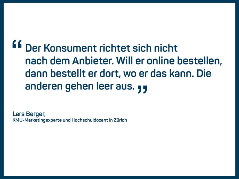 Der Konsument richtet sich nicht nach dem Anbieter. Will er online bestellen, dann bestellt er dort, wo er das kann. Die anderen gehen leer aus.