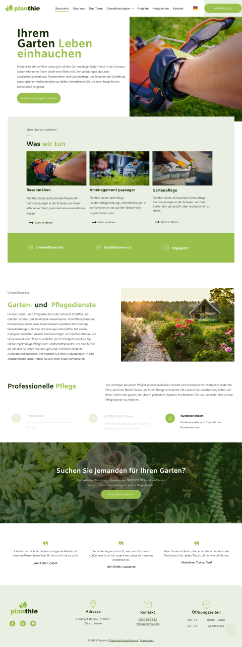 Gartenpflege in der Schweiz Planthie